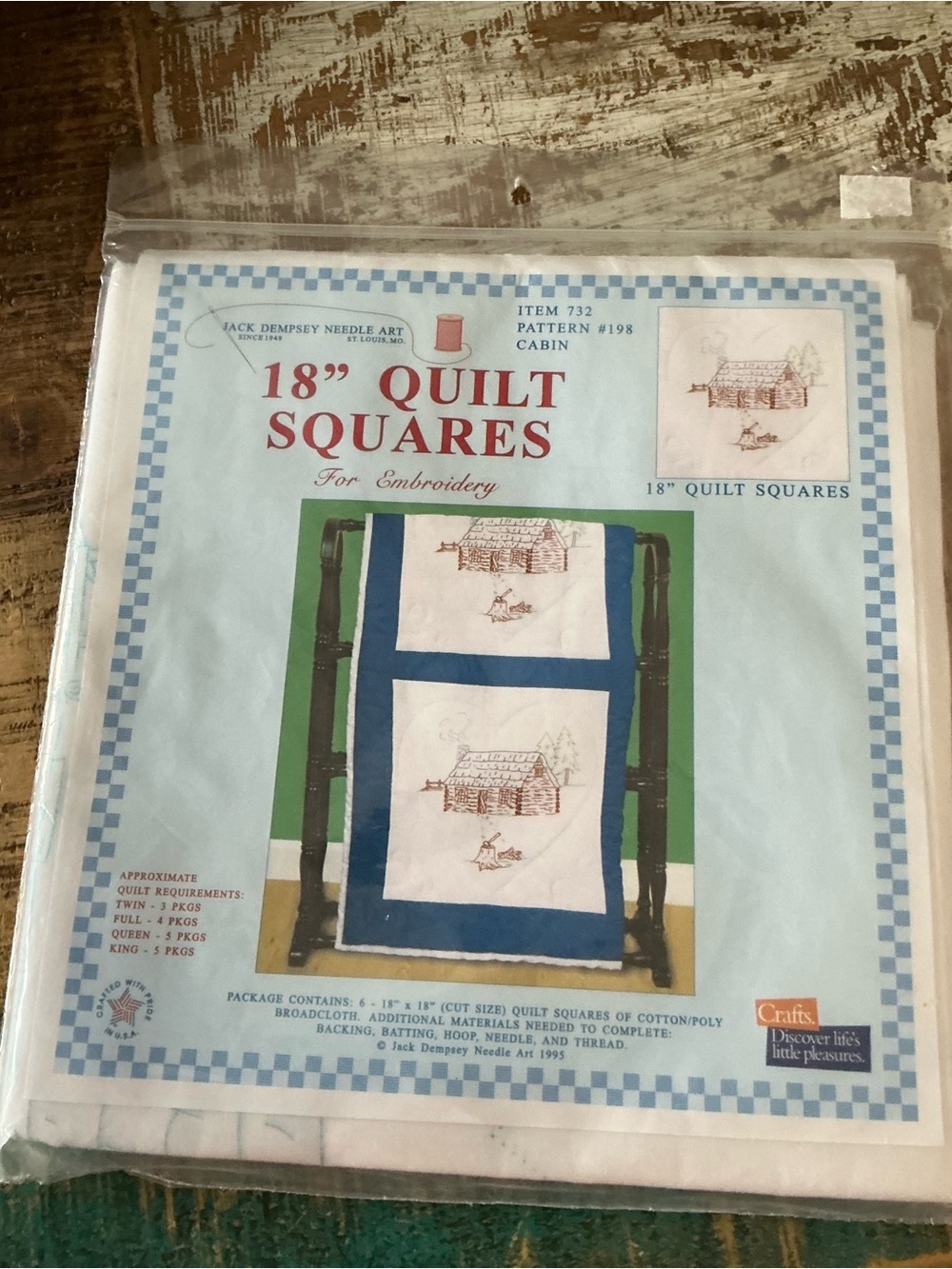 18" Quilt Squares for Embroidery - Blue & White, 6 squares 18” by 18”